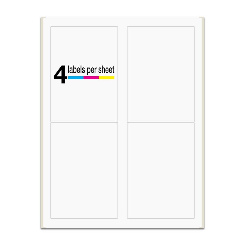 PACKZON 3-1/2" x 5", 4 Labels per Sheet, Laser/Inkjet Printers, Permanent Adhesive, White Matte (400 Labels/100 Sheets) - Image 1